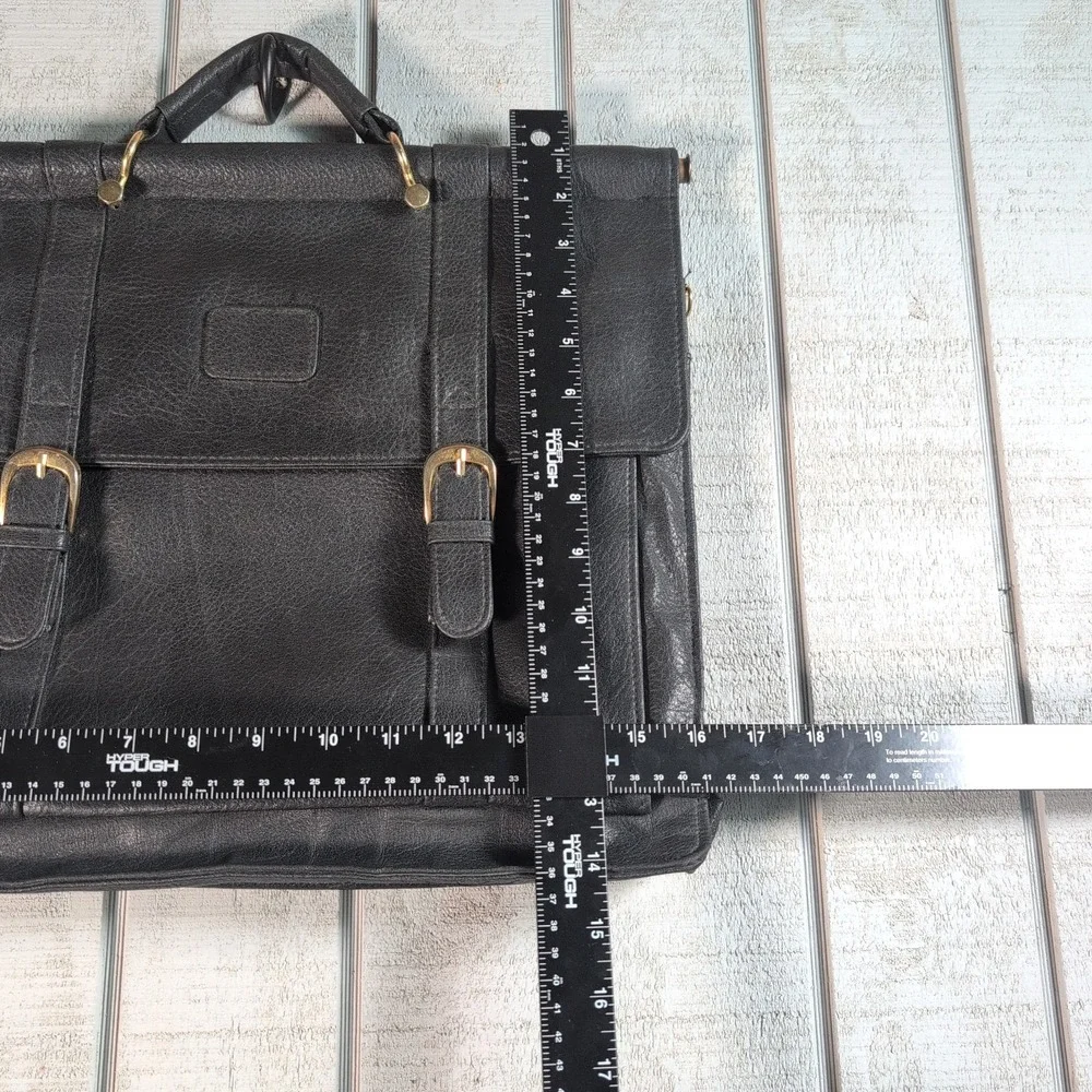 VTG Accent International Soft Black Leather Shell Brief Case PC Computer Bag